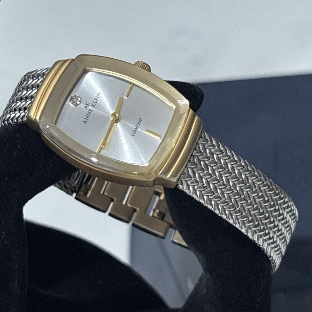 Anne Klein Watch Diamond Two Tone Mesh Band Vintage 6"